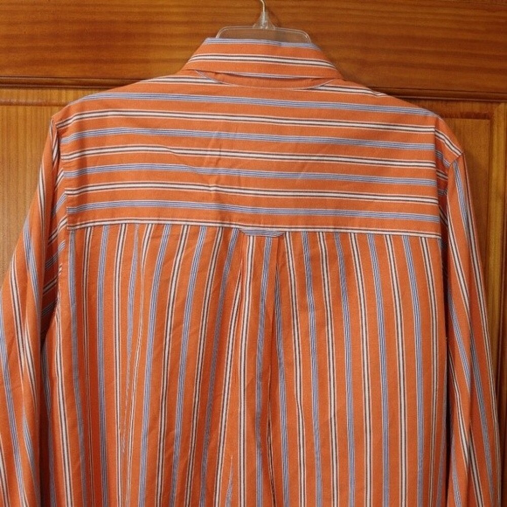 Chaps Orange Striped Button Down Collared Mens Sh… - image 7